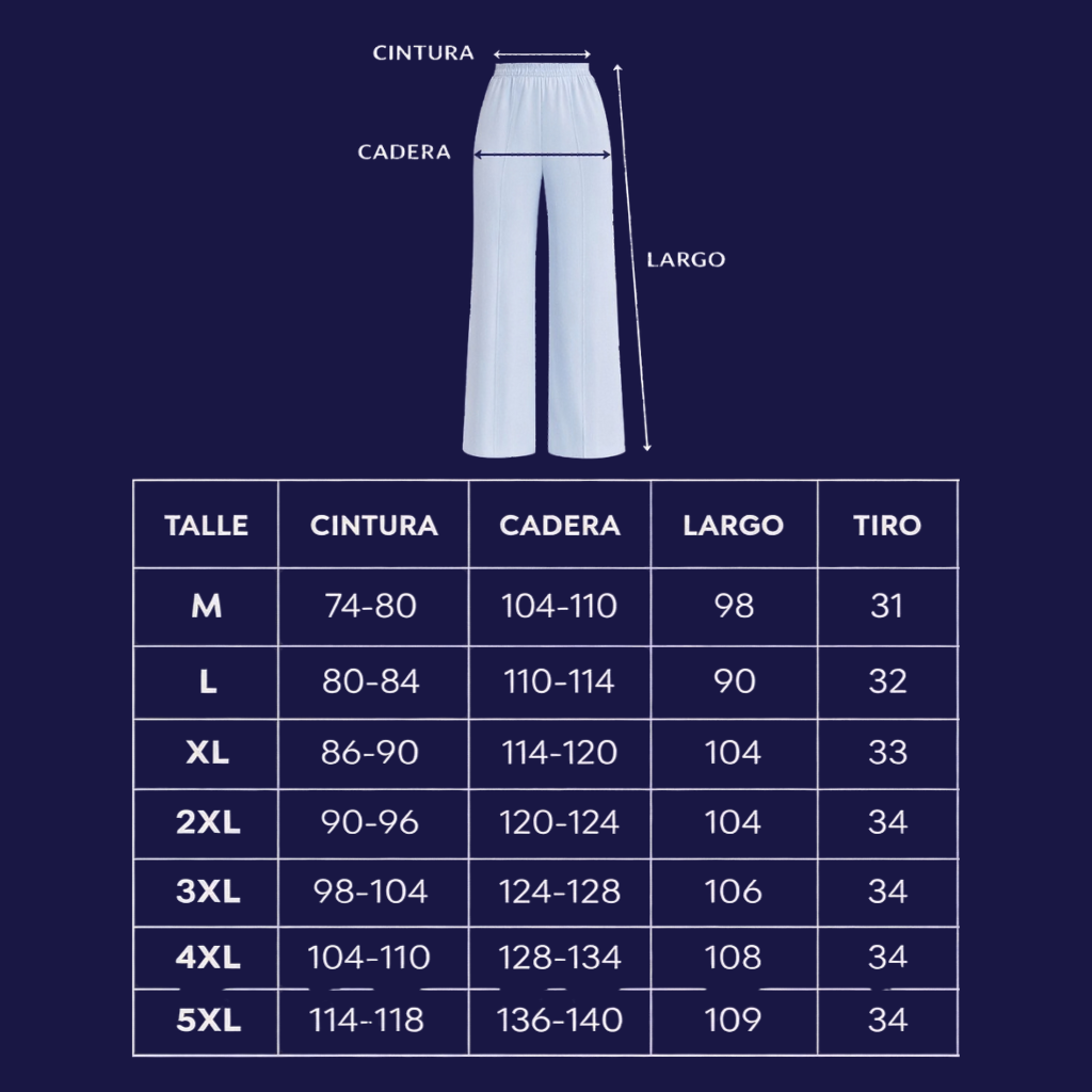 Tabla de talles Palazzos de Lino ZinkGlobal